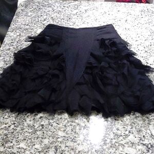 Teri Jon Black Ruffle Mini Skirt